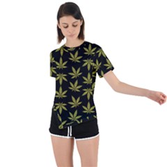 Weed Pattern Asymmetrical Short Sleeve Sports Tee by Valentinaart