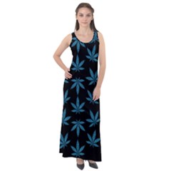 Weed Pattern Sleeveless Velour Maxi Dress by Valentinaart