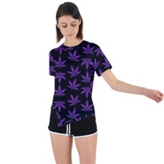 Weed Pattern Asymmetrical Short Sleeve Sports Tee by Valentinaart