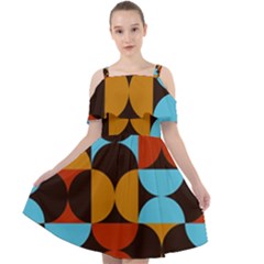 Geometric Pattern Cut Out Shoulders Chiffon Dress by Valentinaart