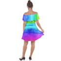 Watercolor rainbow Off Shoulder Velour Dress View2