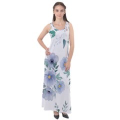 Floral Pattern Sleeveless Velour Maxi Dress by Valentinaart