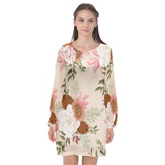 Floral Pattern Long Sleeve Chiffon Shift Dress  by Valentinaart