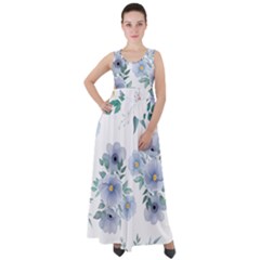 Floral Pattern Empire Waist Velour Maxi Dress by Valentinaart