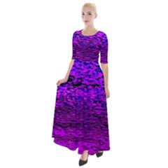 Magenta Waves Flow Series 2 Half Sleeves Maxi Dress by DimitriosArt