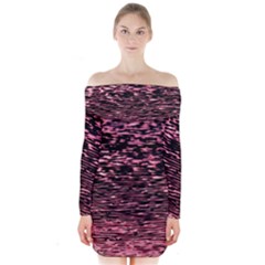 Pink  Waves Flow Series 11 Long Sleeve Off Shoulder Dress by DimitriosArt