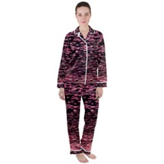 Pink  Waves Flow Series 11 Satin Long Sleeve Pajamas Set by DimitriosArt