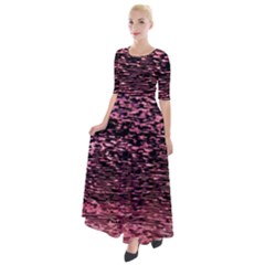 Pink  Waves Flow Series 11 Half Sleeves Maxi Dress by DimitriosArt