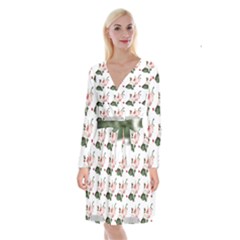 Love Spring Floral Long Sleeve Velvet Front Wrap Dress by Janetaudreywilson