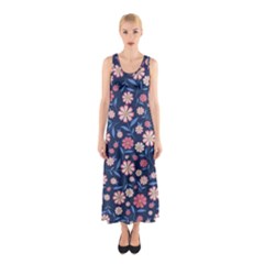 Flowers Pattern Sleeveless Maxi Dress by Sparkle