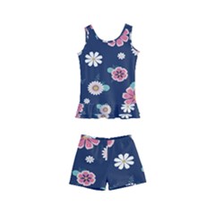 Flowers Pattern Kids  Boyleg Swimsuit by Sparkle