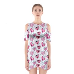 Funny Hearts Shoulder Cutout One Piece Dress by SychEva