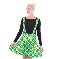 Liquid Art Pouring Abstract Seamless Pattern Lover Green Maze Suspender Skater Skirt by artico