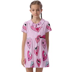 Emoji Heart Kids  Asymmetric Collar Dress by SychEva