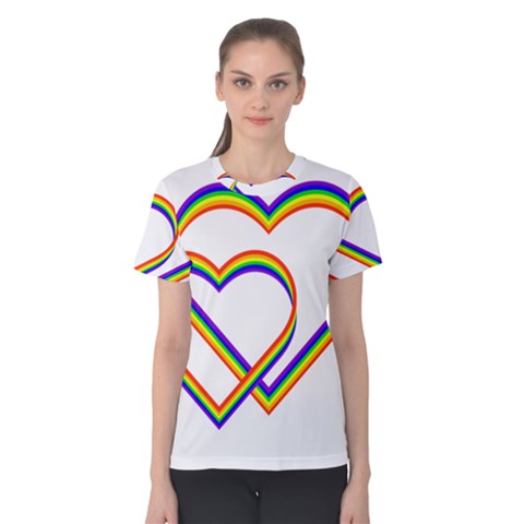 Rainbow Hearts Women s Cotton Tee by UniqueThings