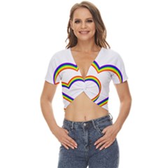 Rainbow Hearts Twist Front Crop Top by UniqueThings