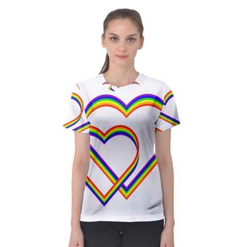 Rainbow Hearts Women s Sport Mesh Tee by UniqueThings