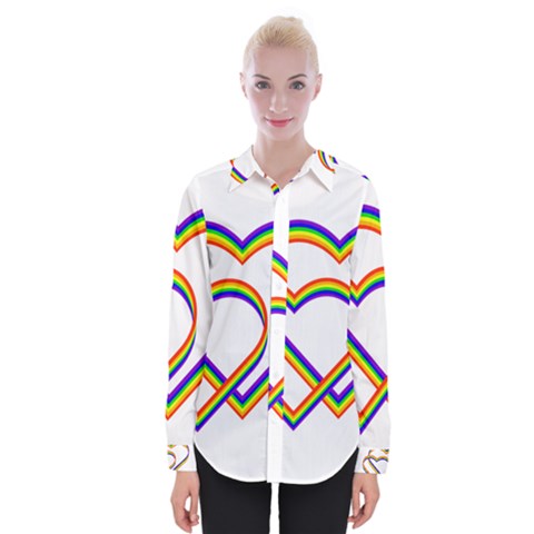 Rainbow Hearts Womens Long Sleeve Shirt by UniqueThings