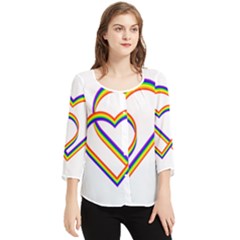 Rainbow Hearts Chiffon Quarter Sleeve Blouse by UniqueThings