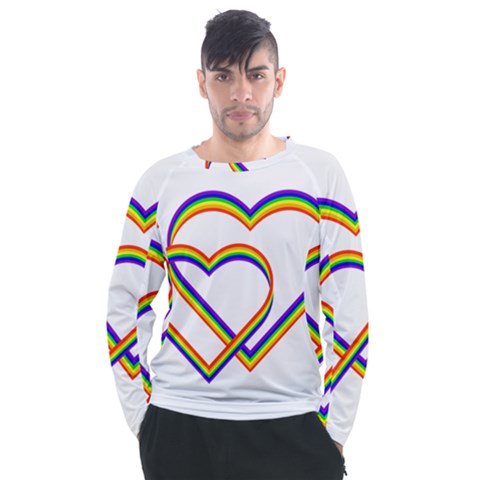 Rainbow Hearts Men s Long Sleeve Raglan Tee by UniqueThings