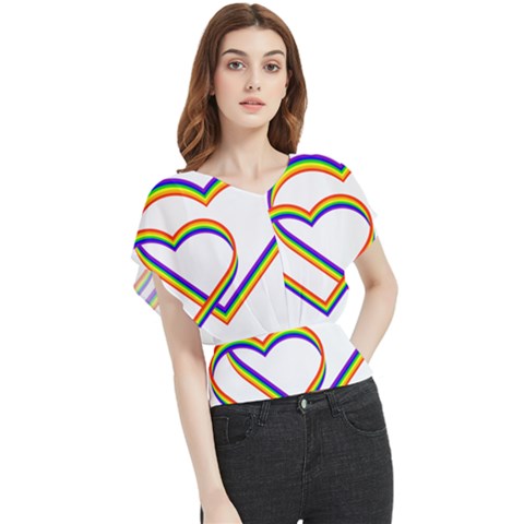 Rainbow Hearts Butterfly Chiffon Blouse by UniqueThings