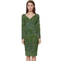 Green carpet Long Sleeve V-Neck Bodycon Dress  View1