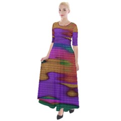 Puzzle Landscape In Beautiful Jigsaw Colors Half Sleeves Maxi Dress by pepitasart