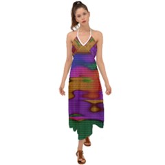 Puzzle Landscape In Beautiful Jigsaw Colors Halter Tie Back Dress  by pepitasart