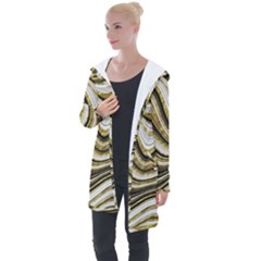 Gold Glitter Marble Background 2 Longline Hooded Cardigan by befabulous