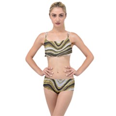 Gold Glitter Marble Background 2 Layered Top Bikini Set by befabulous