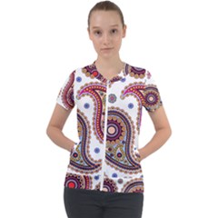 Paisley Pattern Short Sleeve Zip Up Jacket by befabulous