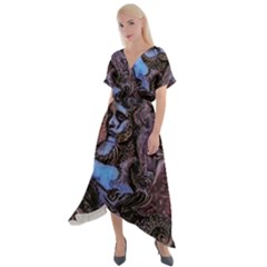 Boho Cthulu Cross Front Sharkbite Hem Maxi Dress by MRNStudios