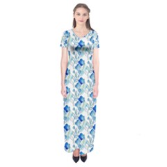 Flowers Pattern Short Sleeve Maxi Dress by Sparkle