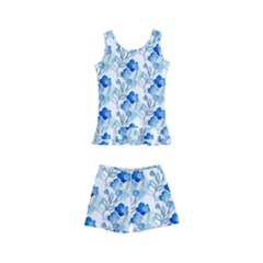 Flowers Pattern Kids  Boyleg Swimsuit by Sparkle