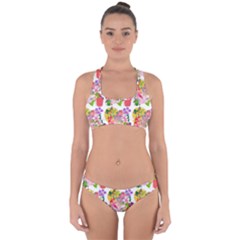 Flowers Pattern Cross Back Hipster Bikini Set by Sparkle