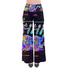 Crazy Multicolored Each Other Running Splashes Hand 1 So Vintage Palazzo Pants by EDDArt