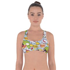 Comic Pow Bamm Boom Poof Wtf Pattern 1 Got No Strings Sports Bra by EDDArt