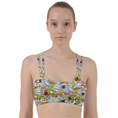 Comic Pow Bamm Boom Poof Wtf Pattern 1 Line Them Up Sports Bra by EDDArt