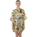 Comic Pow Bamm Boom Poof Wtf Pattern 1 Half Sleeve Satin Kimono  View1