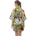 Comic Pow Bamm Boom Poof Wtf Pattern 1 Half Sleeve Satin Kimono  View2