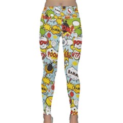 Comic Pow Bamm Boom Poof Wtf Pattern 1 Lightweight Velour Classic Yoga Leggings by EDDArt