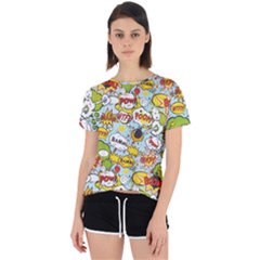 Comic Pow Bamm Boom Poof Wtf Pattern 1 Open Back Sport Tee by EDDArt