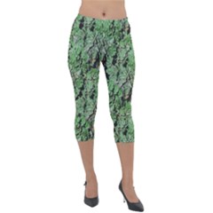 Botanic Camouflage Pattern Lightweight Velour Capri Leggings  by dflcprintsclothing