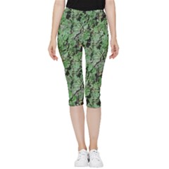 Botanic Camouflage Pattern Inside Out Lightweight Velour Capri Leggings  by dflcprintsclothing