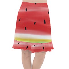 Painted Watermelon Pattern, Fruit Themed Apparel Fishtail Chiffon Skirt by Casemiro