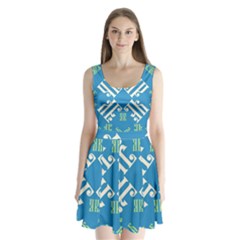 Abstract Pattern Geometric Backgrounds   Split Back Mini Dress  by Eskimos