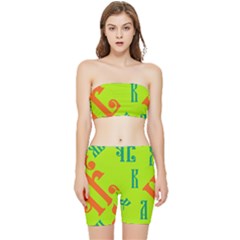 Abstract Pattern Geometric Backgrounds   Stretch Shorts And Tube Top Set by Eskimos