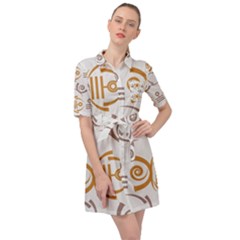 Abstract Pattern Geometric Backgrounds   Belted Shirt Dress by Eskimos