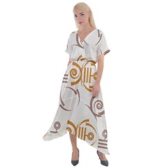 Abstract Pattern Geometric Backgrounds   Cross Front Sharkbite Hem Maxi Dress by Eskimos