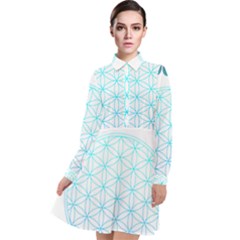 Flower Of Life  Long Sleeve Chiffon Shirt Dress by tony4urban